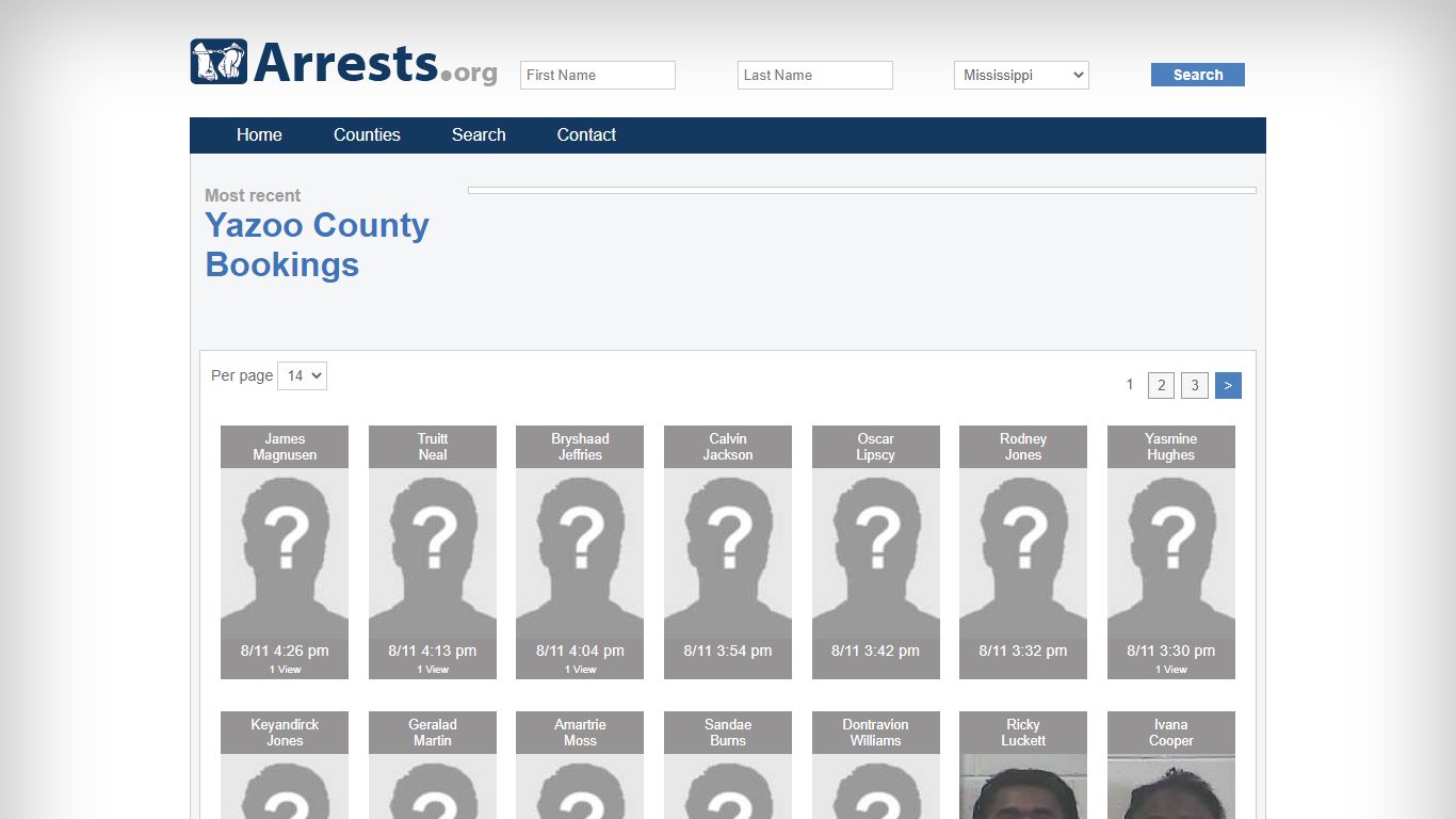 Yazoo County Arrests and Inmate Search