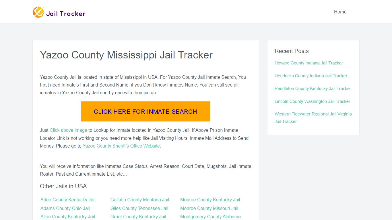 Yazoo County Mississippi Jail Tracker - Inmate Search Online
